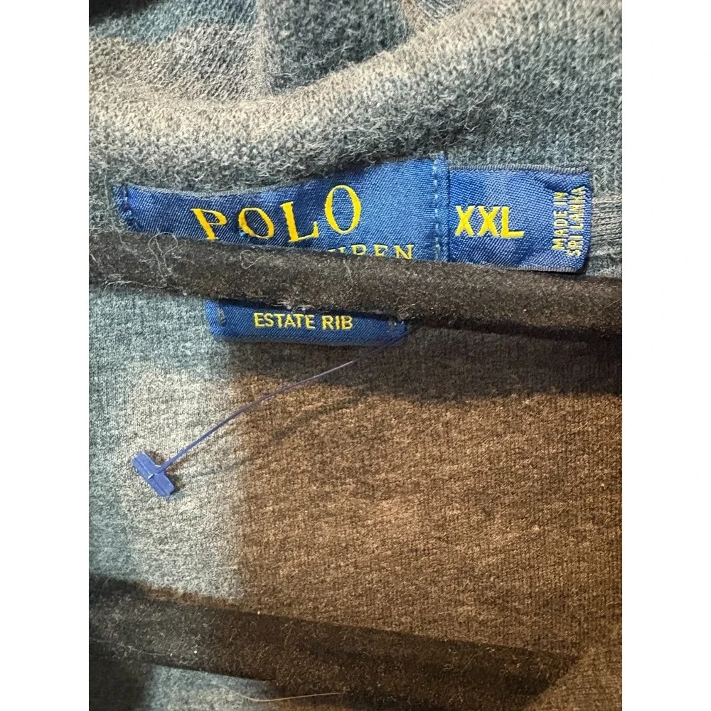 Polo Ralph‎ Lauren Estate Rib Sweater Men 2XL Heather Gray Knit Logo Quarter Zip